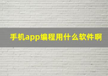 手机app编程用什么软件啊