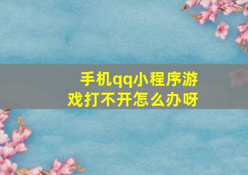 手机qq小程序游戏打不开怎么办呀