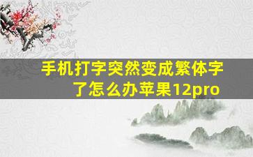 手机打字突然变成繁体字了怎么办苹果12pro