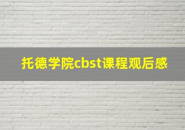 托德学院cbst课程观后感