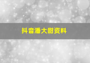 抖音潘大甜资料