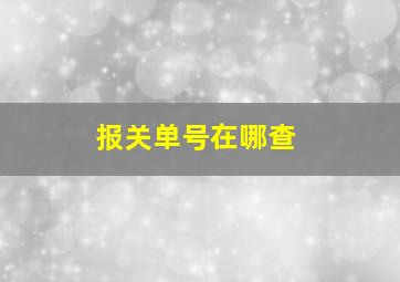 报关单号在哪查