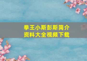 拳王小斯彭斯简介资料大全视频下载