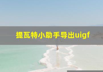 提瓦特小助手导出uigf