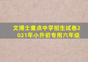 文博士重点中学招生试卷2021年小升初专用六年级