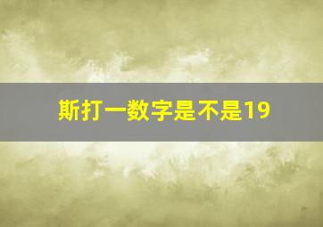 斯打一数字是不是19