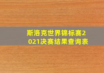 斯洛克世界锦标赛2021决赛结果查询表