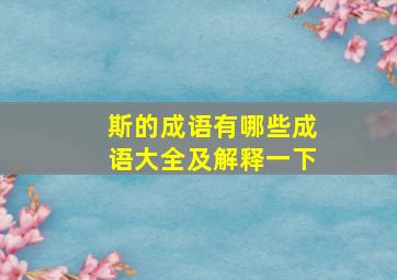 斯的成语有哪些成语大全及解释一下