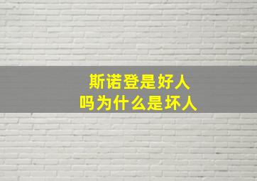 斯诺登是好人吗为什么是坏人