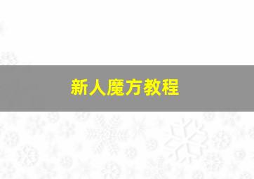 新人魔方教程