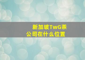 新加坡TwG茶公司在什么位置