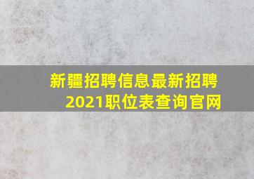 新疆招聘信息最新招聘2021职位表查询官网