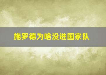 施罗德为啥没进国家队