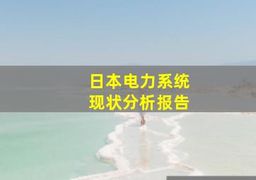 日本电力系统现状分析报告