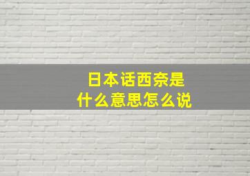 日本话西奈是什么意思怎么说