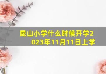 昆山小学什么时候开学2023年11月11日上学