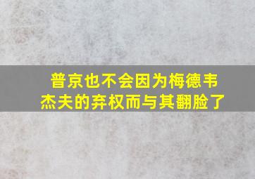 普京也不会因为梅德韦杰夫的弃权而与其翻脸了