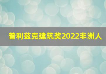 普利兹克建筑奖2022非洲人