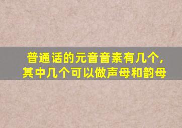 普通话的元音音素有几个,其中几个可以做声母和韵母