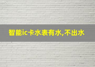 智能ic卡水表有水,不出水