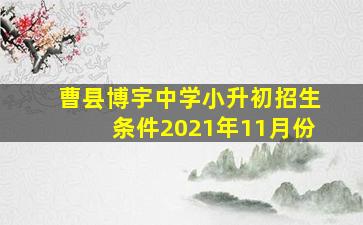 曹县博宇中学小升初招生条件2021年11月份