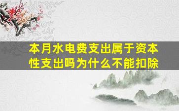 本月水电费支出属于资本性支出吗为什么不能扣除