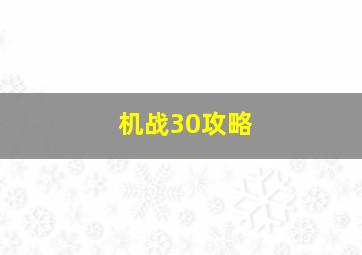 机战30攻略