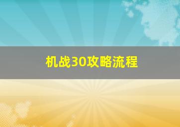 机战30攻略流程