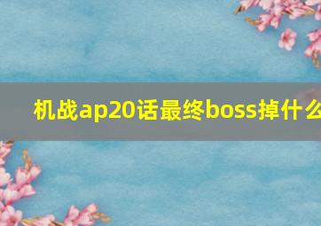 机战ap20话最终boss掉什么