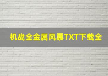 机战全金属风暴TXT下载全