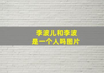 李波儿和李波是一个人吗图片