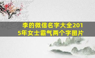 李的微信名字大全2015年女士霸气两个字图片