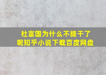 杜富国为什么不提干了呢知乎小说下载百度网盘