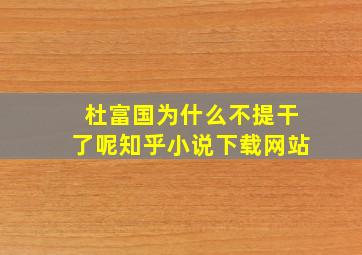 杜富国为什么不提干了呢知乎小说下载网站