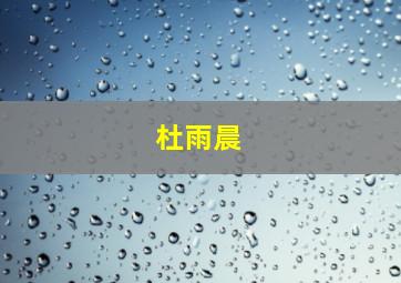 杜雨晨