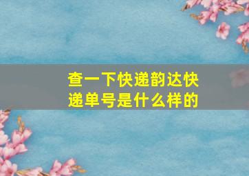 查一下快递韵达快递单号是什么样的