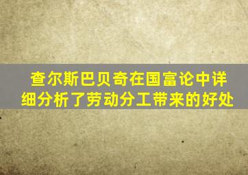 查尔斯巴贝奇在国富论中详细分析了劳动分工带来的好处