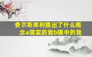 查尔斯库利提出了什么概念a现实的我b镜中的我