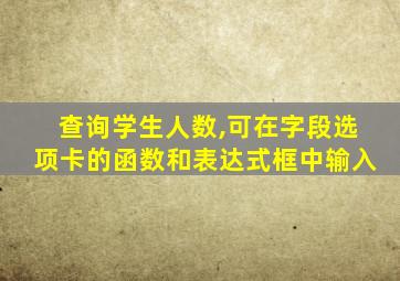 查询学生人数,可在字段选项卡的函数和表达式框中输入