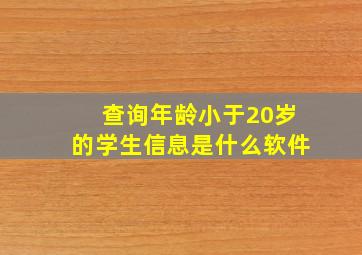 查询年龄小于20岁的学生信息是什么软件