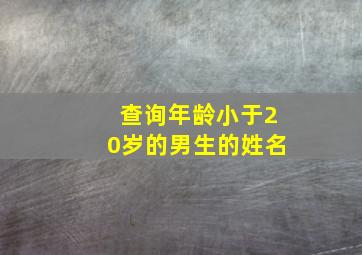 查询年龄小于20岁的男生的姓名