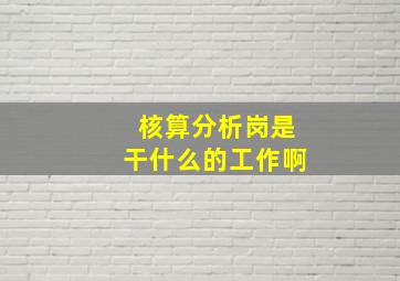 核算分析岗是干什么的工作啊