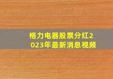 格力电器股票分红2023年最新消息视频