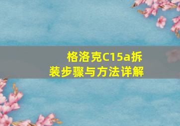 格洛克C15a拆装步骤与方法详解