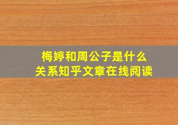 梅婷和周公子是什么关系知乎文章在线阅读