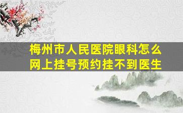 梅州市人民医院眼科怎么网上挂号预约挂不到医生