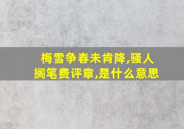 梅雪争春未肯降,骚人搁笔费评章,是什么意思