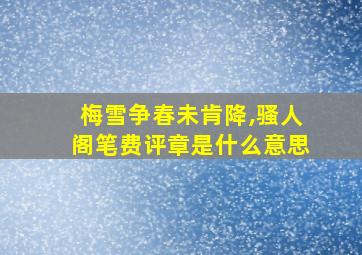 梅雪争春未肯降,骚人阁笔费评章是什么意思