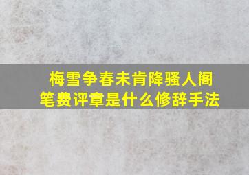 梅雪争春未肯降骚人阁笔费评章是什么修辞手法