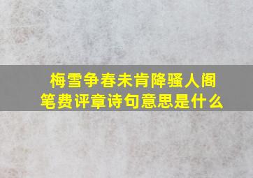 梅雪争春未肯降骚人阁笔费评章诗句意思是什么